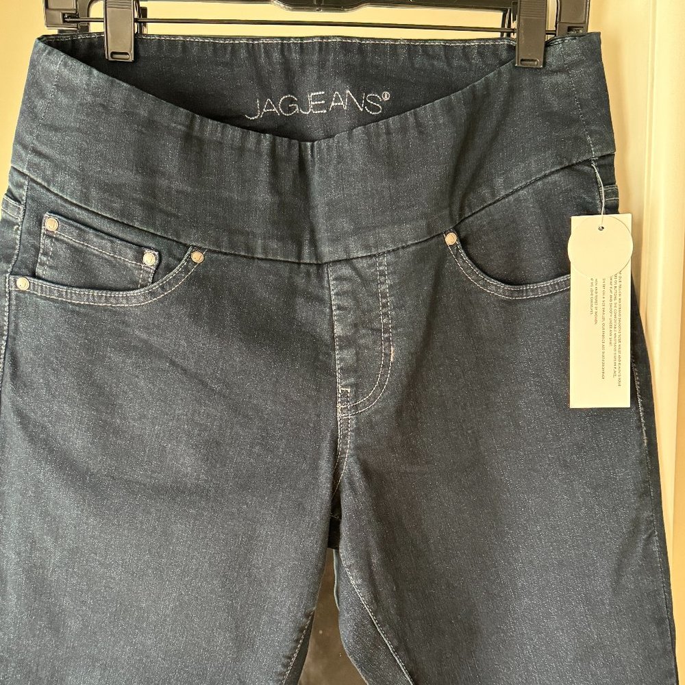 NWT JAG Black Dark Rinse Pull-On Flat Waist Jeans Women's Size 10P